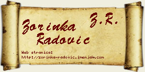Zorinka Radović vizit kartica